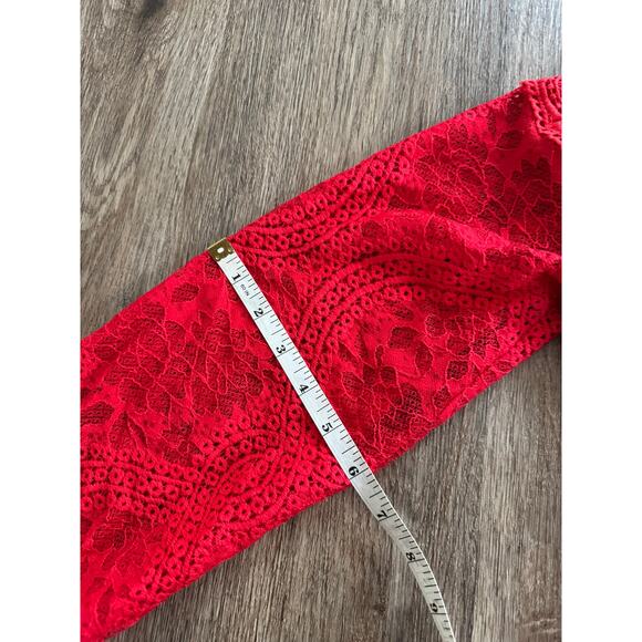 Double Crazy Women's off the shoulder Lace up Long Sleeve Red Dress Size Large - Picture 10 of 11